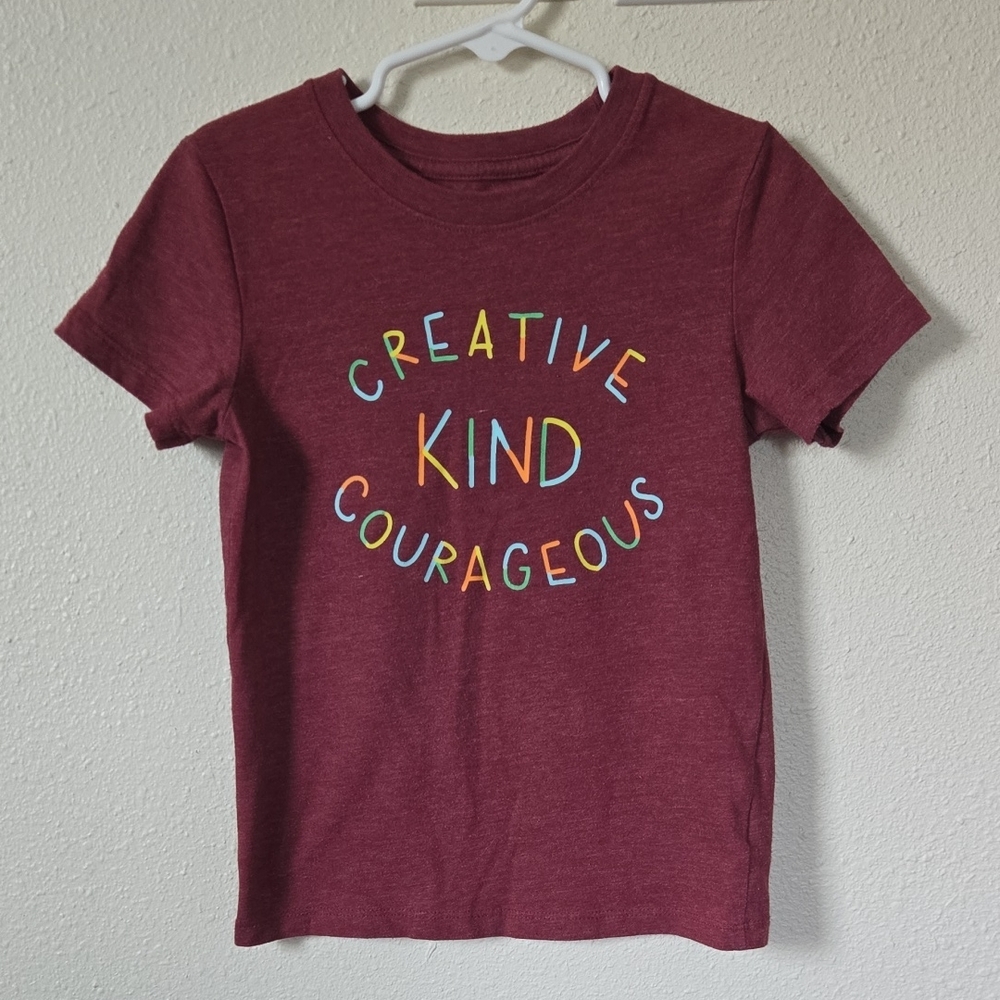 Cat & Jack Maroon 'Creative Kind Courageous' Tee